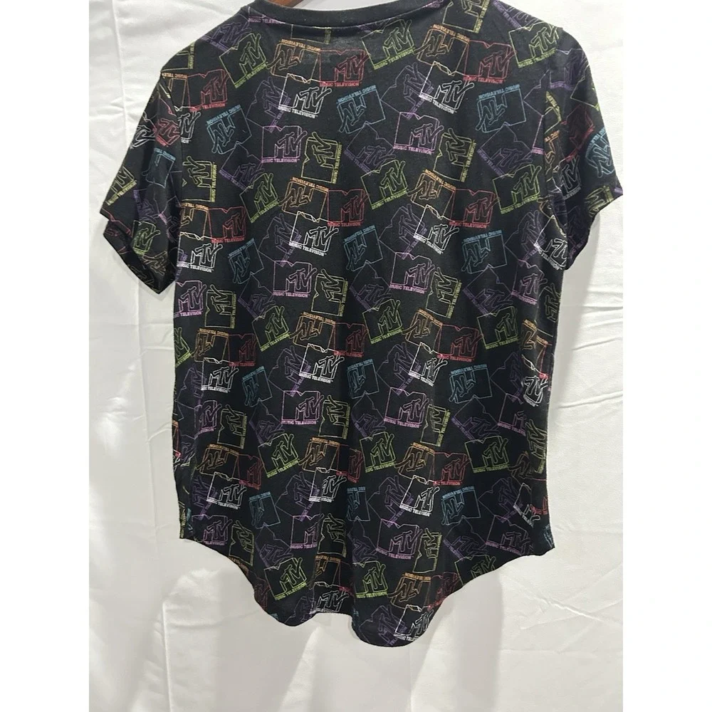 MTV Graphic T-Shirt Multicolor Signature Logo Pullover Crew Neck Tee XL 15-17 - Picture 4 of 7